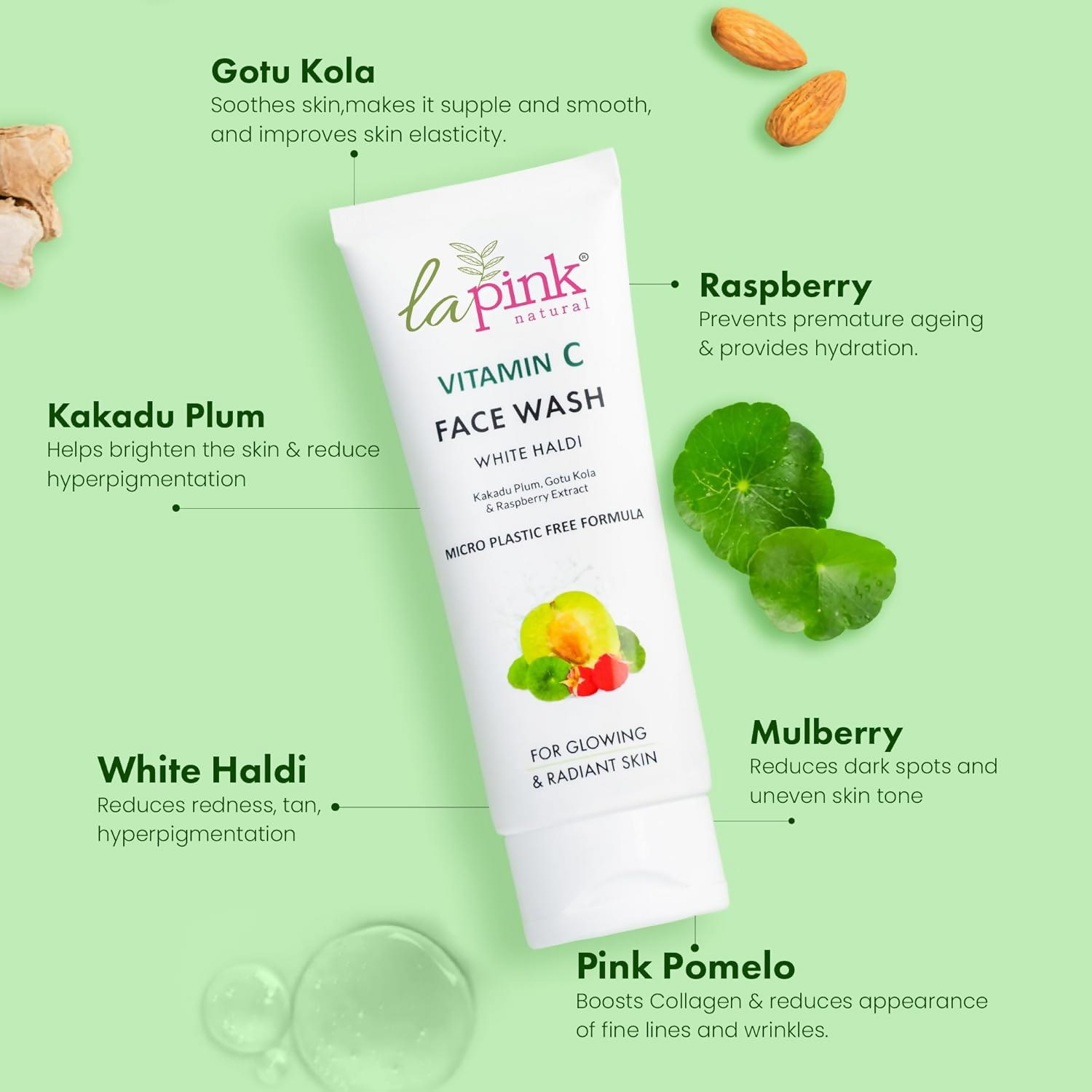 La Pink Vitamin C Face Wash With White Haldi & Gotu Kola