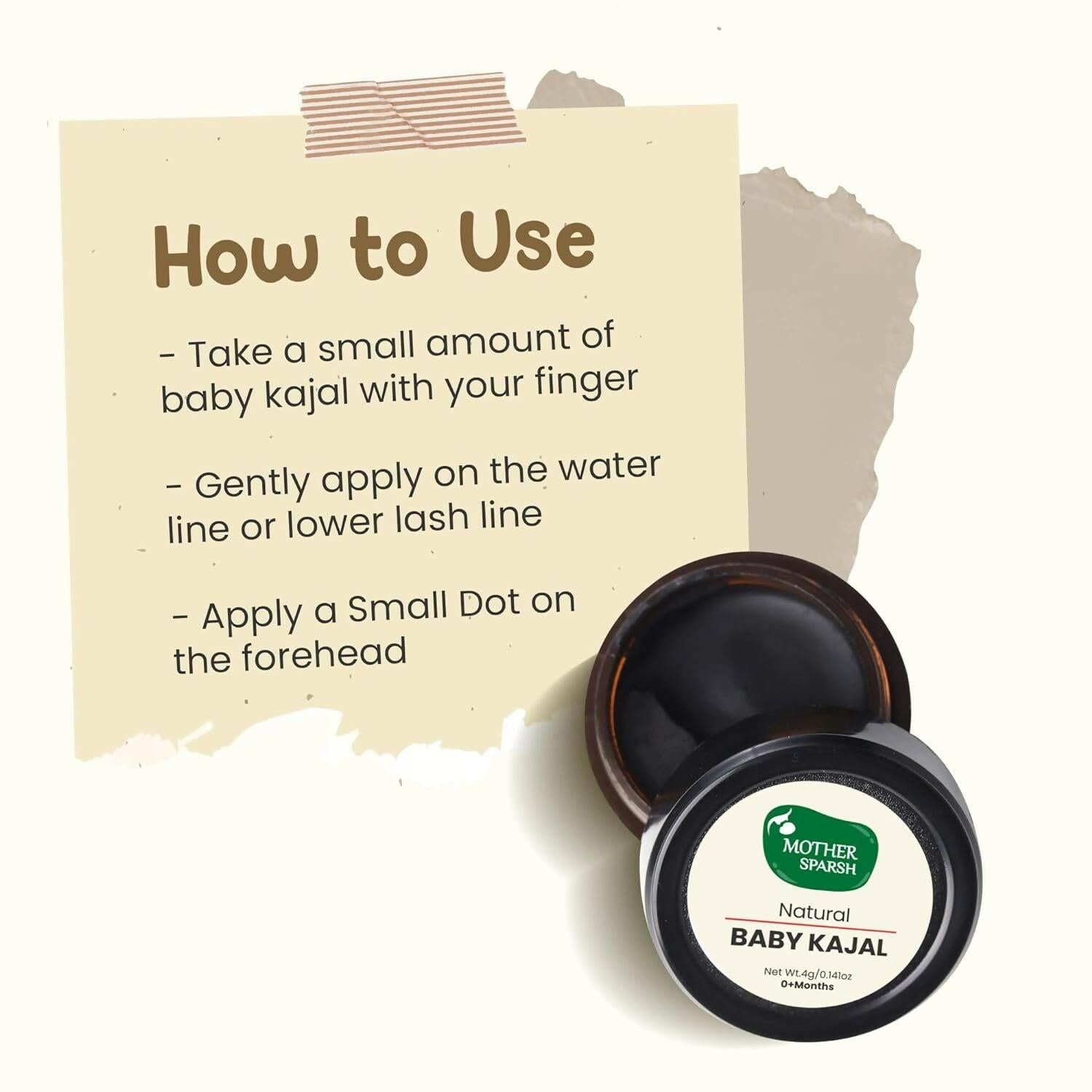 Mother Sparsh Natural Baby Kajal with Zero Lead Content, Irritation Free & Safe for Newborn Babies