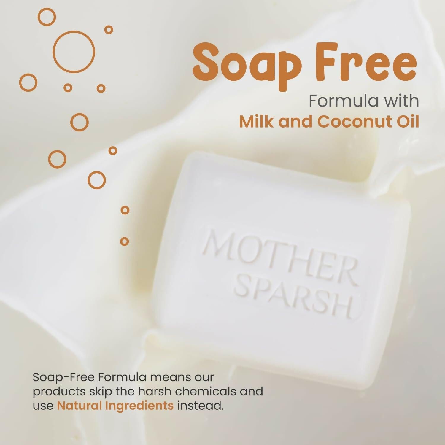 Mother Sparsh Milky Soft Baby Bathing Soap Bar For Hypoallergenic pH 5.5, Tear-Free Formulation, Prevents Dryness