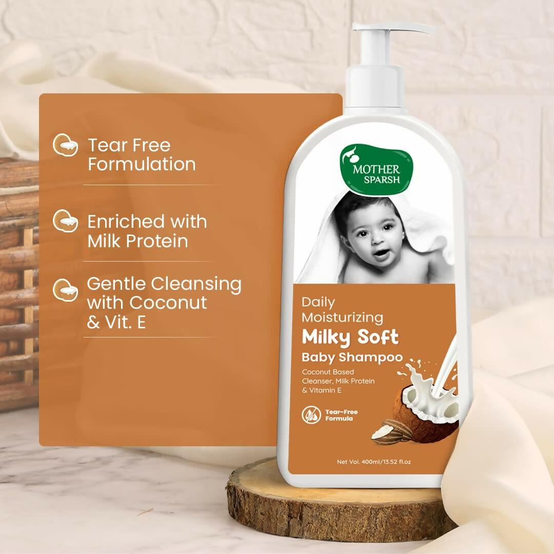 Mother Sparsh Milky Soft Baby Shampoo With Milk Protein, Vitamin E & Coconut Oil, For Daily Moisturizing | Tear Free Formula