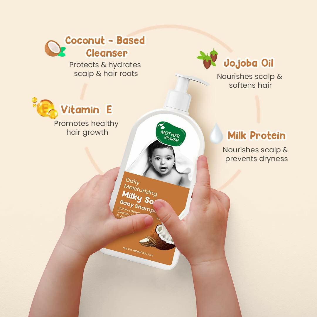 Mother Sparsh Milky Soft Baby Shampoo With Milk Protein, Vitamin E & Coconut Oil, For Daily Moisturizing | Tear Free Formula
