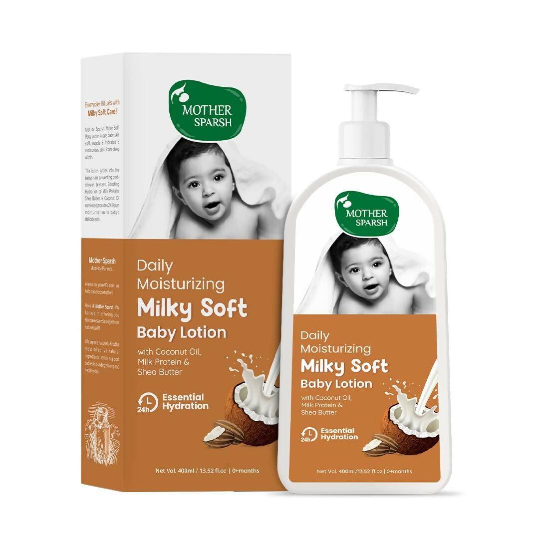 Mother Sparsh Milky Soft Baby Lotion With Milk Protein, Coconut Oil & Shea Butter For 24Hrs Moisturization