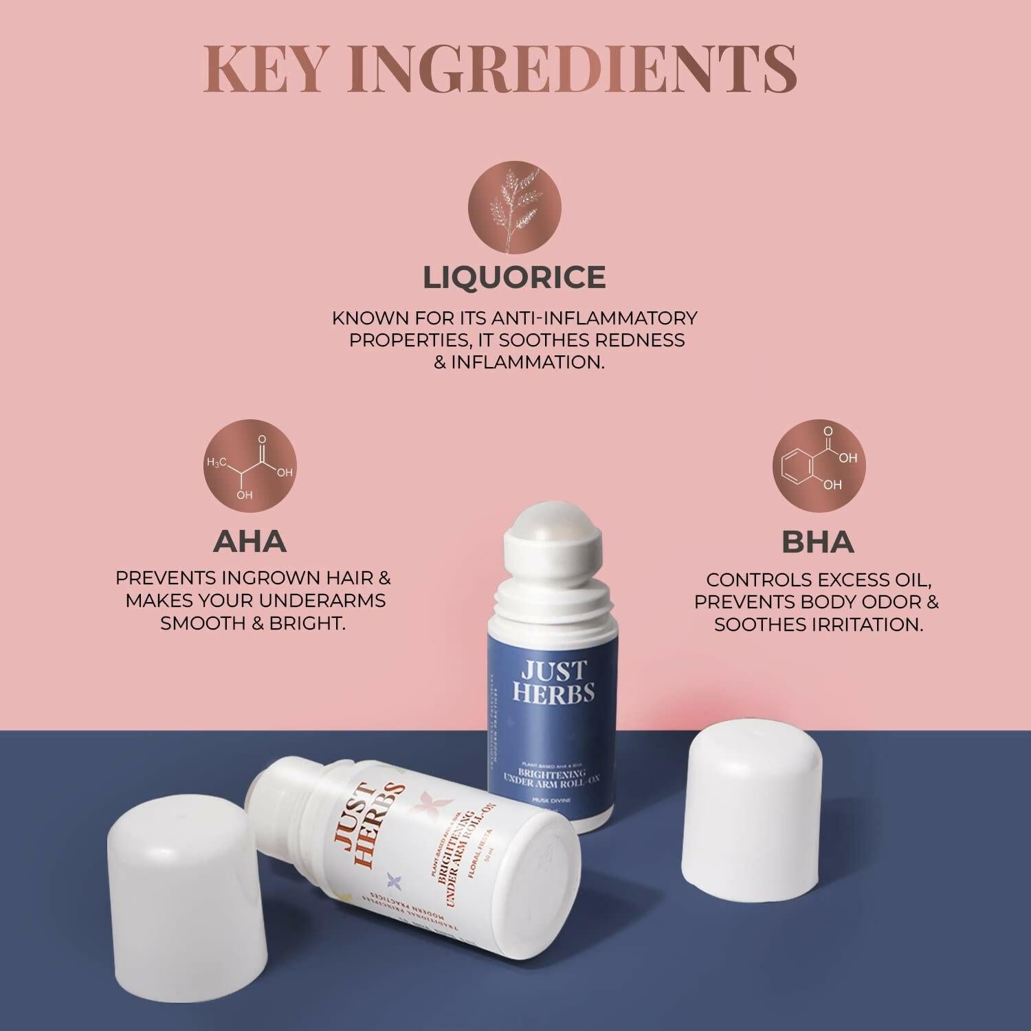 Just Herbs Under Arm Roll On For Women Floral Fiesta Long Lasting and Refreshing Women Deodorant