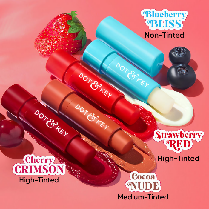 Dot & Key Barrier Repair Hydrating Lip Balm SPF 50 With Ceramides & Peptides Strawberry Red