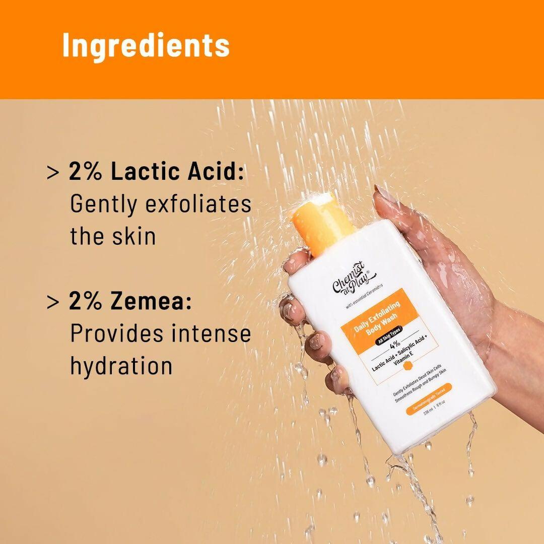 Chemist At Play Exfoliating Body Wash + Exfoliating Body Scrub For Tan Removal Combo