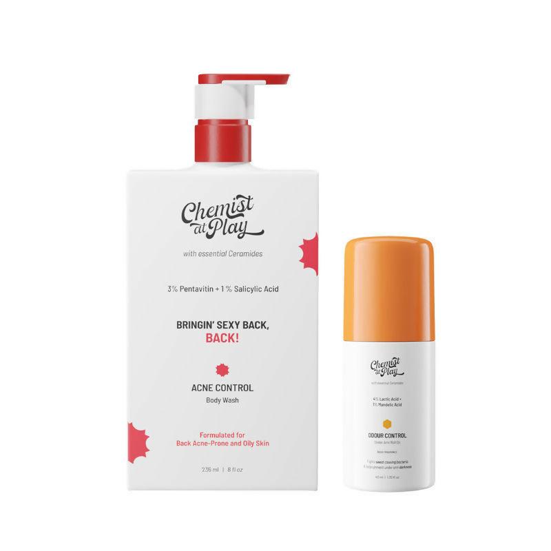 Chemist At Play Salicylic Acid Acne Body Wash & AHA Underarm Roll On Combo