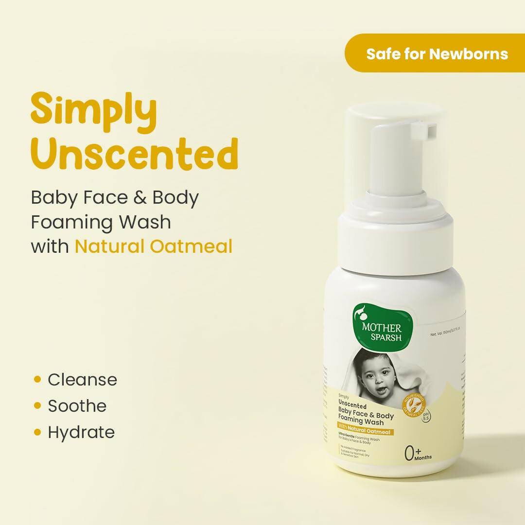 Mother Sparsh Simply Unscented Foaming Baby Face & Body Wash With Natural Oatmeal