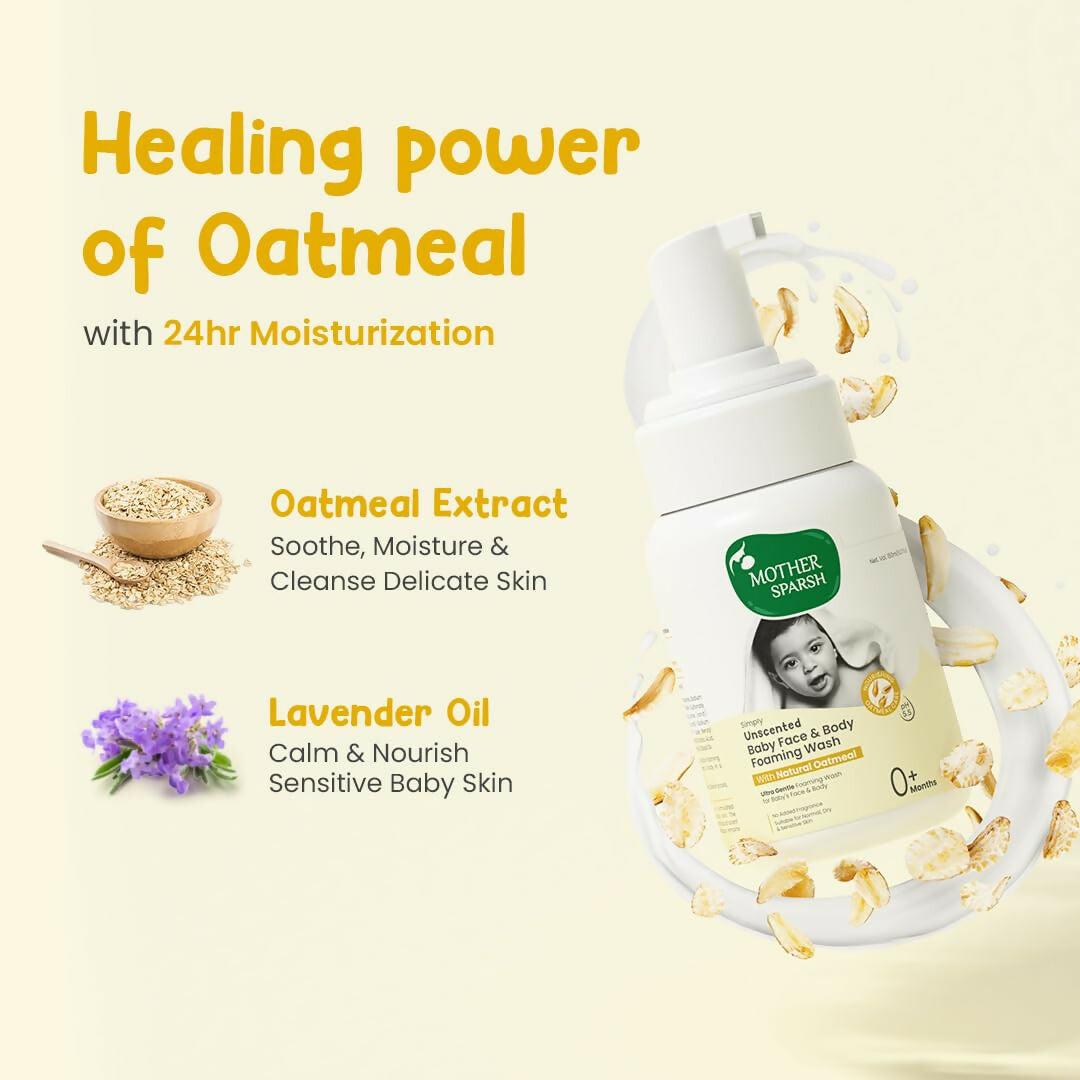 Mother Sparsh Simply Unscented Foaming Baby Face & Body Wash With Natural Oatmeal