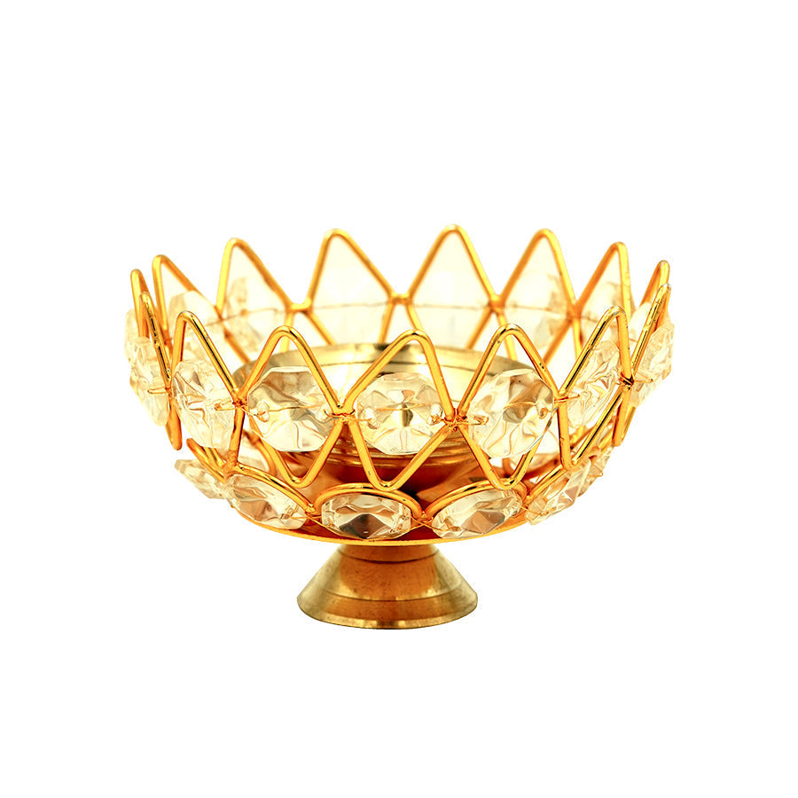 Shubhkart Nitya Brass Gomedh Crystal Pyali Diya (small)