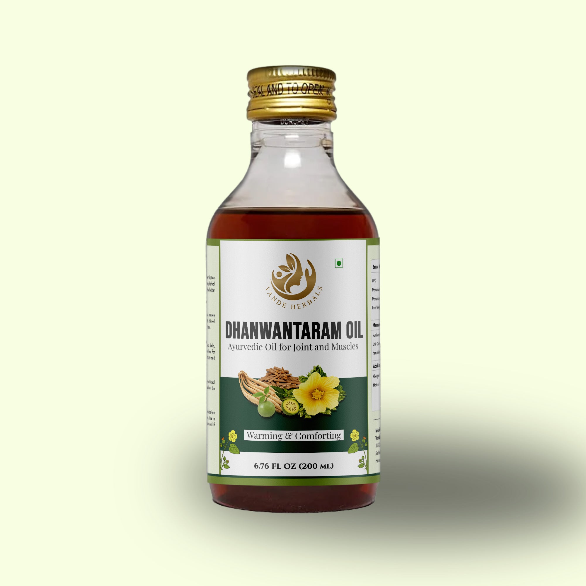 Dhanwantaram Oil | Vande Herbals Ayurvedic Massage Oil for Joint and Muscle Care