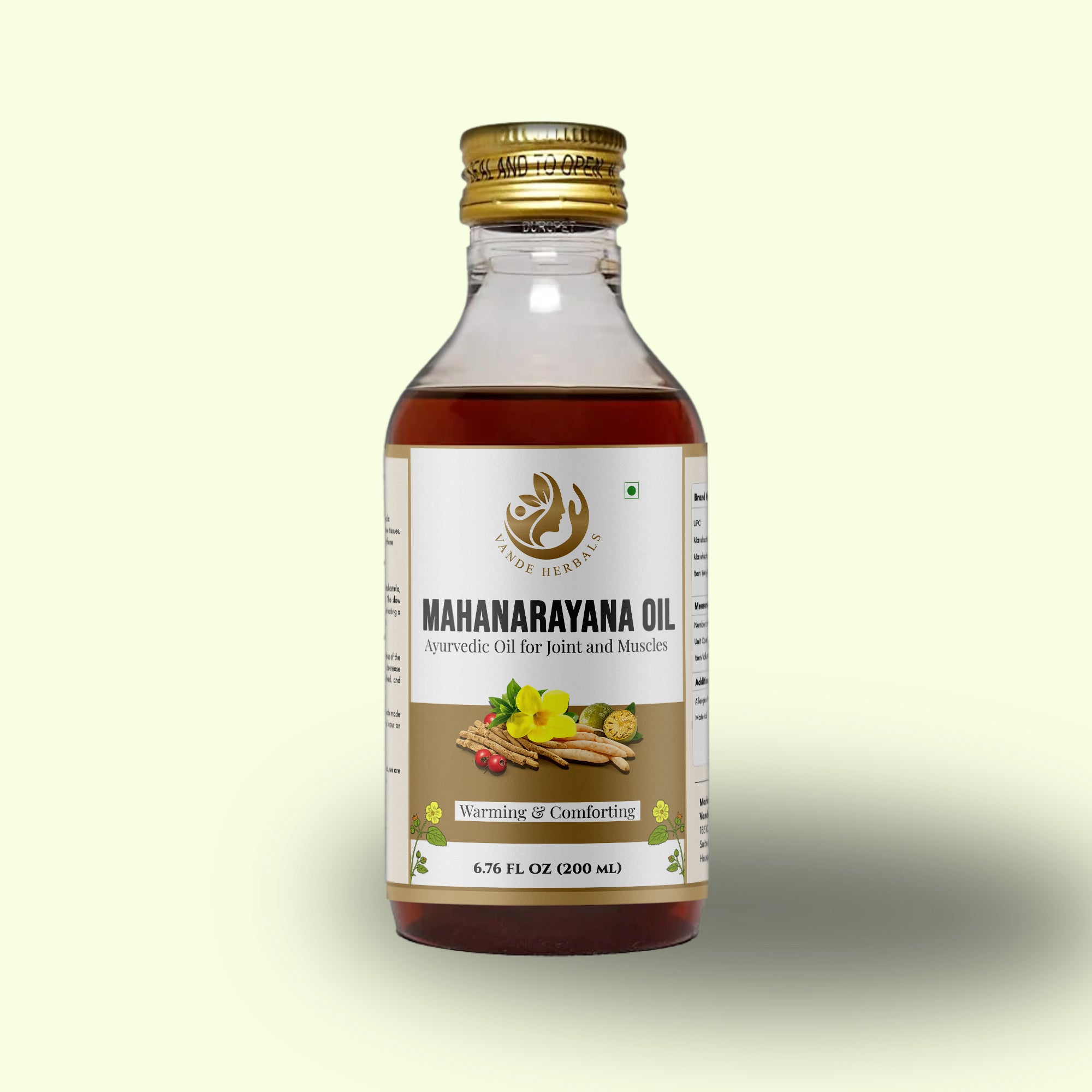 Mahanarayana Oil | Vande Herbals Ayurvedic Massage Oil for Joint and Muscle Care