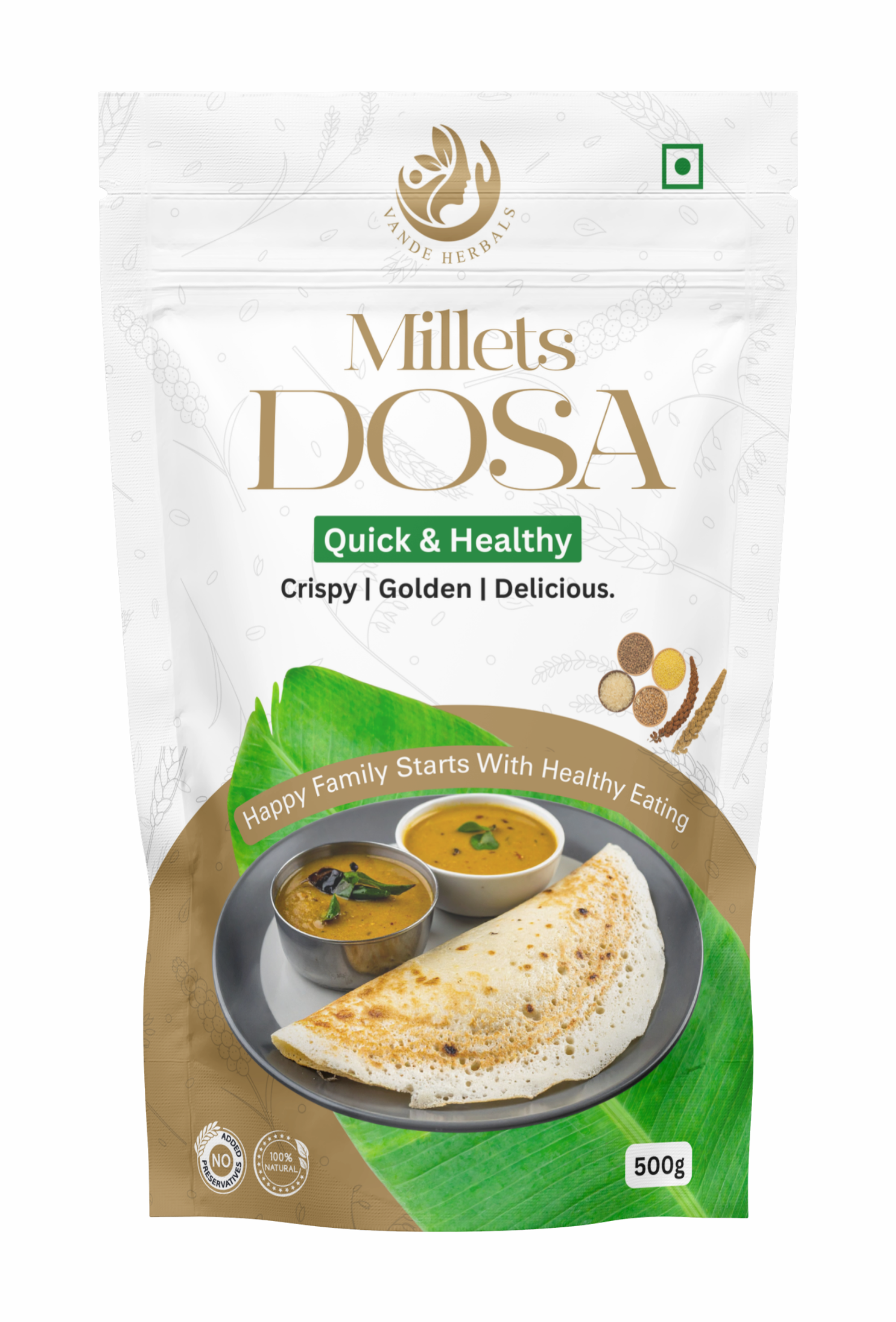 Millets Dosa Mix 500 g Instant South Indian Breakfast Mix | Vande Herbals