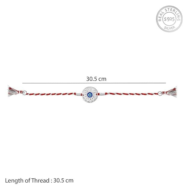 GIVA 925 Silver Evil Eye Rakhi in Silver | Gifts for Men and Boys | Quirky Rakshabandhan Rakhi for Brother | Silver Rakhi for Boys & Men With Certificate of Authenticity and 925 Stamp