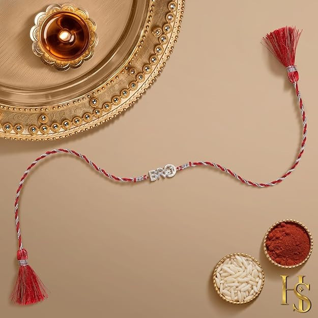 HighSpark 925 Silver Raksha Bandhan Rakhi for Brother | Stylish Cool Bro Rakhi for Boys & Men | Lovely Gift