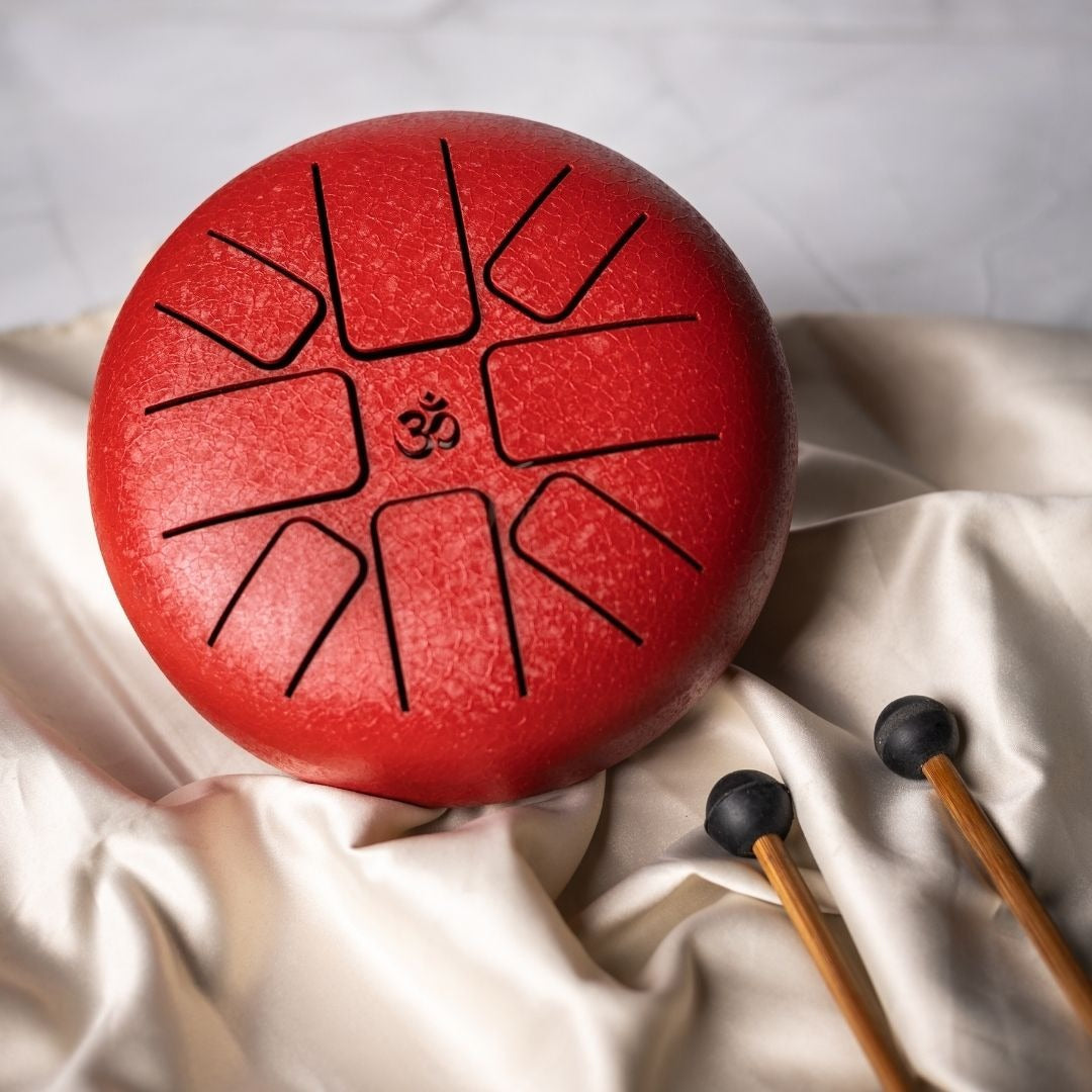 Red Classic Steel Tongue Drum | Handcrafted Meditation & Sound Therapy Instrument