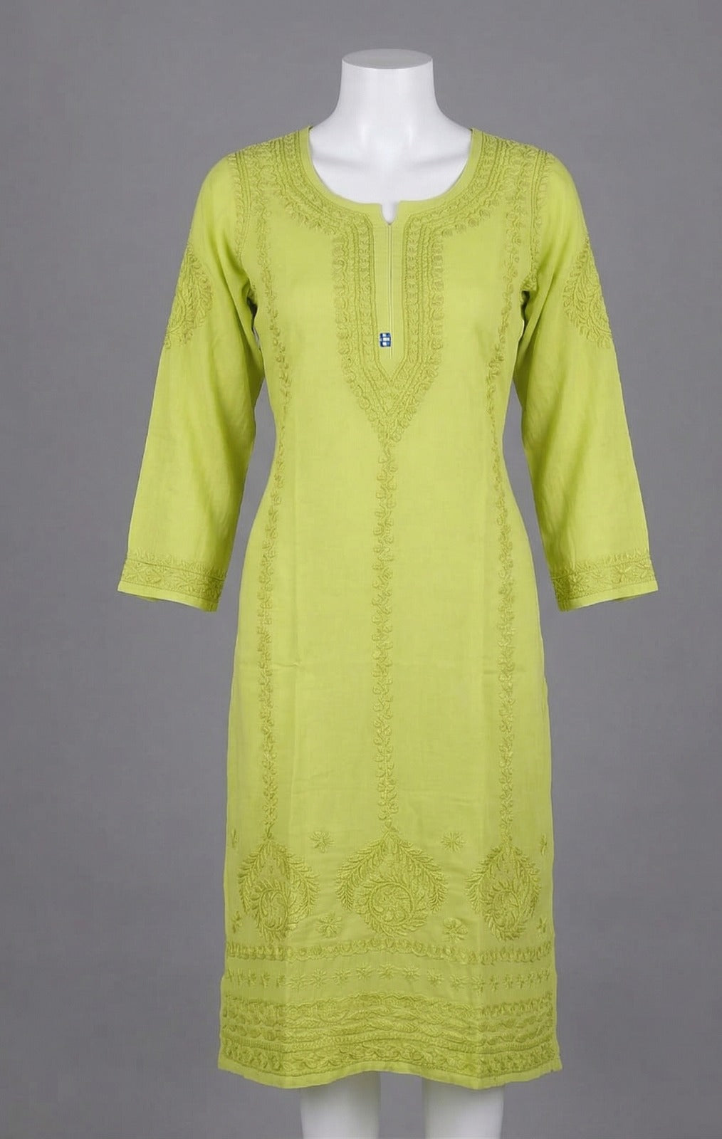 Lime Green Embroidered Modal Kurti