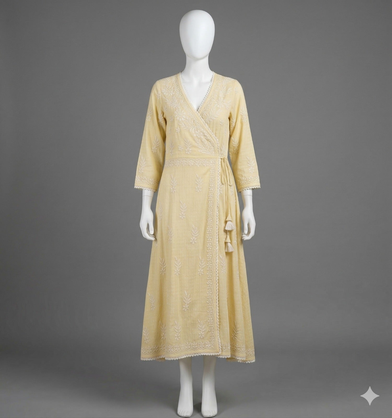 Pastel Yellow Angarkha Style Dobi Cotton Kurta