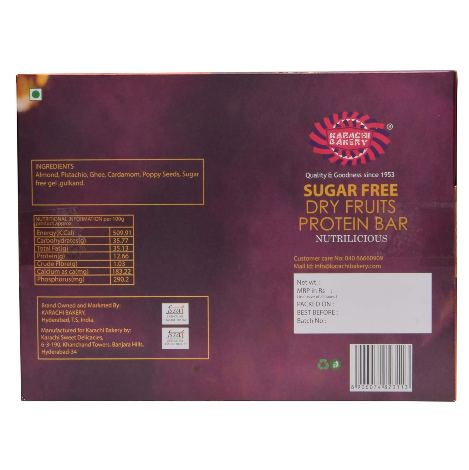 Karachi Bakery Sugar Free Dry Fruit Protein Nutrilicious
