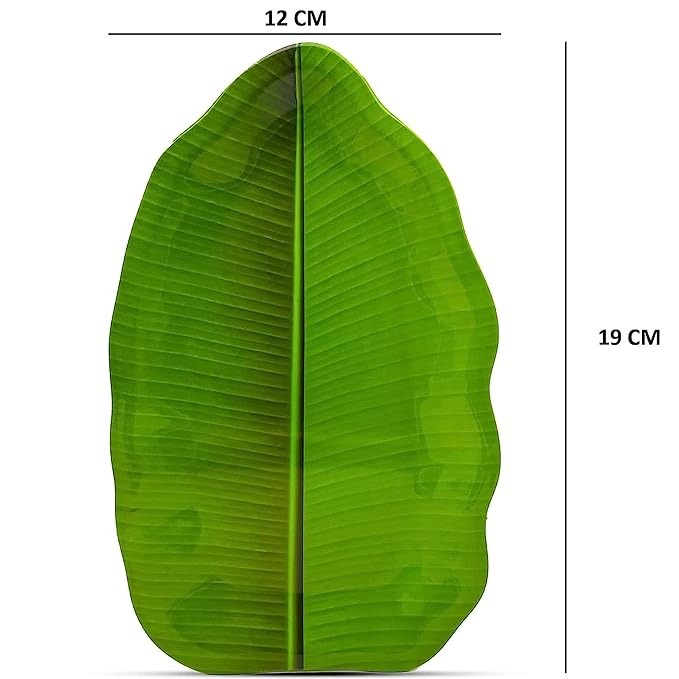 Plastic Banana Leaf Shape South Indian Dinner / Lunch Serving Plate for All Occasions Green - 3 Pieces