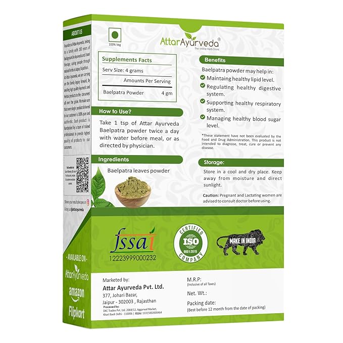 Ayurveda Baelpatra (Bilva) Powder - 200 g (Pack of 2)