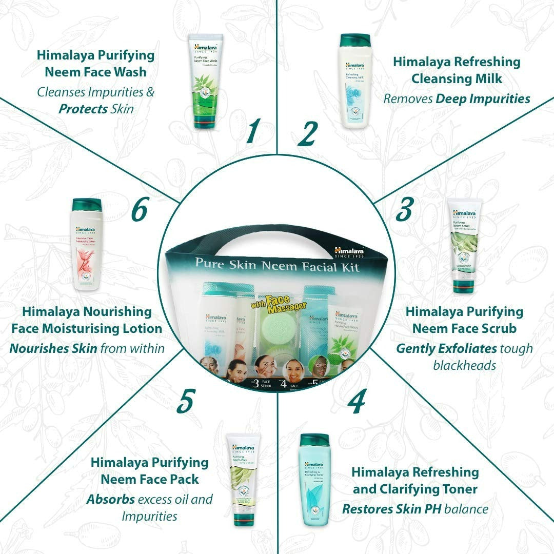 Himalaya Pure Skin Neem Facial Kit with Face Massager