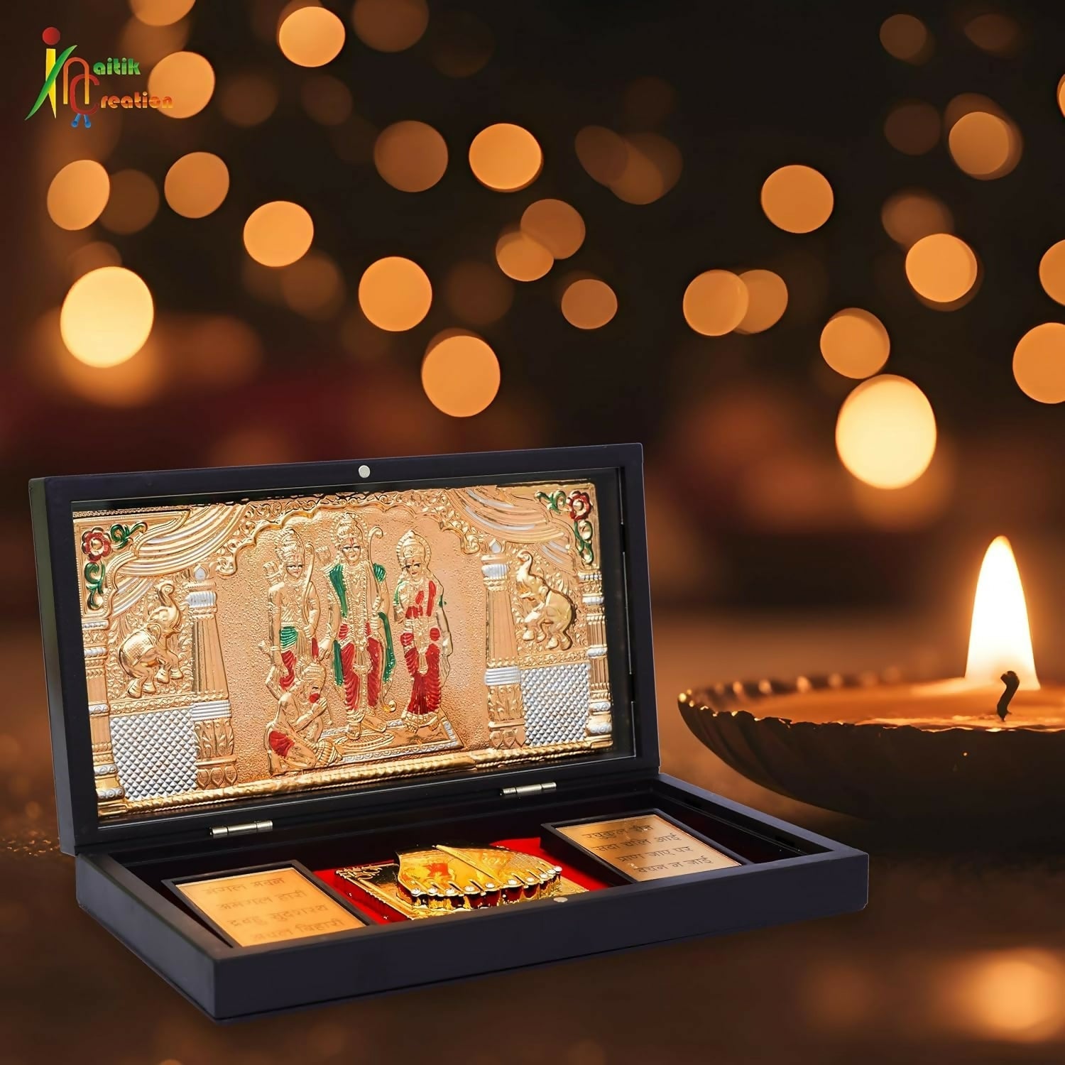 Naitik Creation Lord Ram Darbar Gold Plated Photo Frame With Charan Paduka