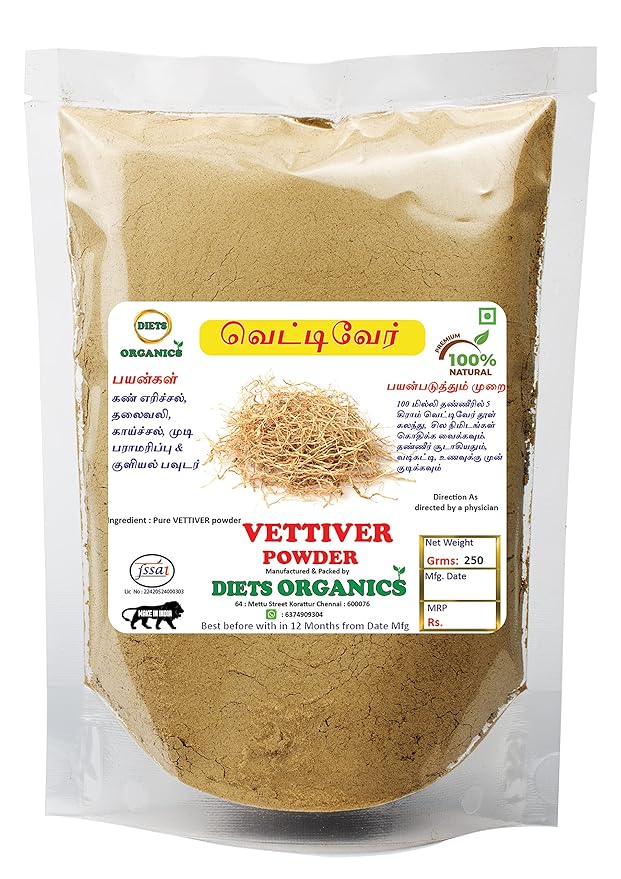 Vetiver Roots Powder -250 G, 500 G | Valak | Iruvelli powder -250 Gms pack of 1