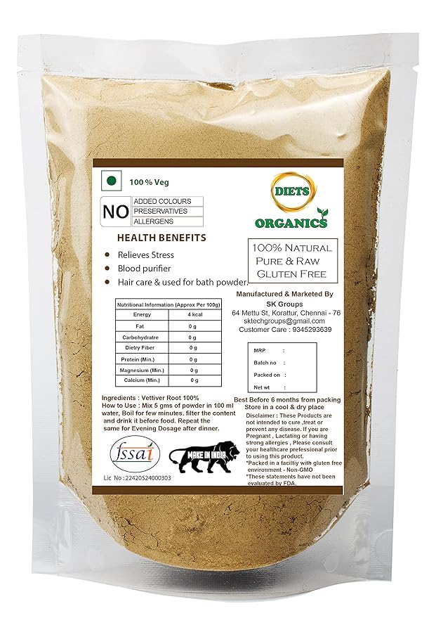 Vetiver Roots Powder -250 G, 500 G | Valak | Iruvelli powder -250 Gms pack of 1